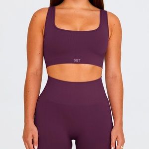 Set Active Sculptflex Box Cut Bra and Leggings Set in Fig